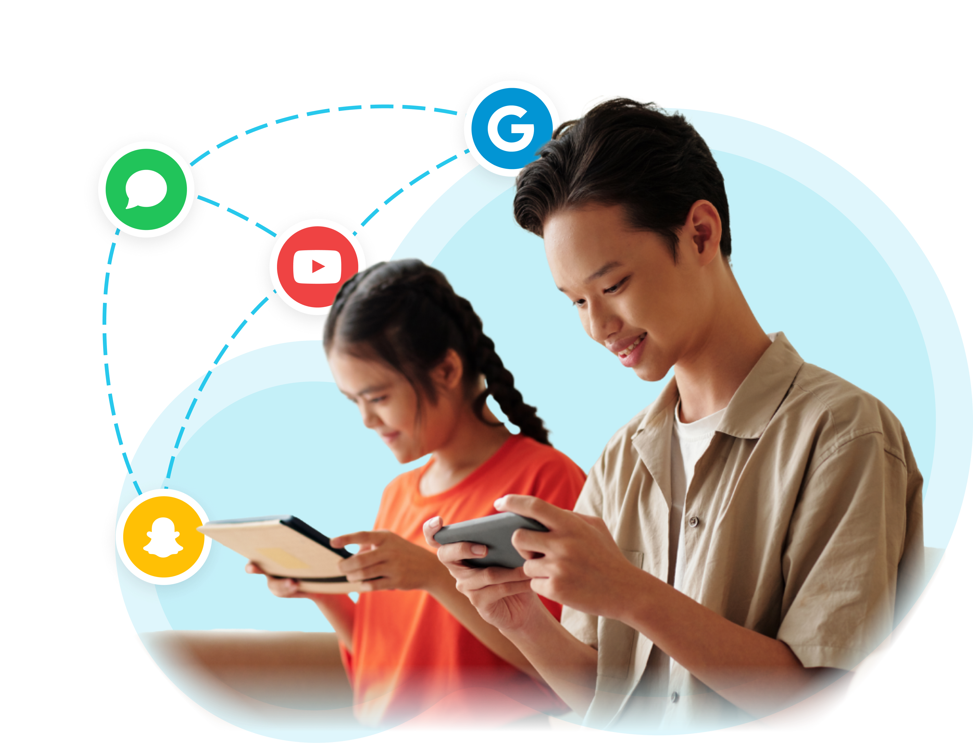 Parent and child using devices together in a safe, supervised environment